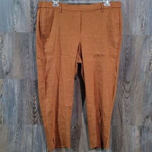 J Jill Linen Blend Ankle Pants Plus Size 2X x 25 Burnt Orange Office Career